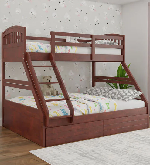  Serene Solid Wood Bunk Bed In Brown Finish 