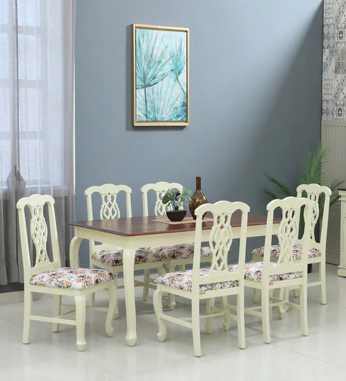  Versaille Solid Wood 6 Seater Dining Set In Tulip Finish 